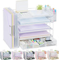 gianotter 5-Tier Desk Organizer with Drawers and File Holders | Letter Trays and Pen Holders - Workspace Accessories for Office Supplies (White)