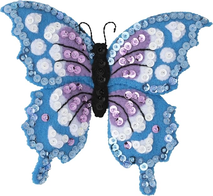 Bucilla Felt Applique 6 Piece Ornament Making Kit, Butterfly Garden, Perfect for DIY Arts and Crafts, 89488E