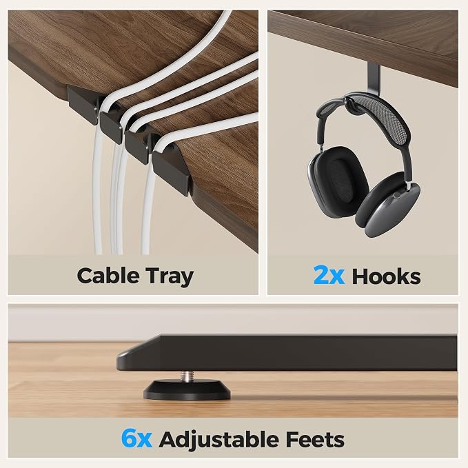 Agilestic L Shaped Standing Desk 63 inch Adjustable Height, Electric Corner Standing Desk, Sit Stand Computer Table with Splice Board, Dark Walnut | Corner Desk, Ample Workspace, Memory Presets, Hooks, Stable Steel Frame,176 lbs Capacity, Easy Assembly...