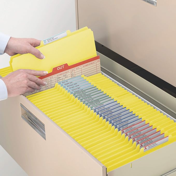 Smead Classification File Folder, 2" Expansion, 2/5-Cut Tab, Letter Size, 10 per Box (2 Dividers, Yellow)