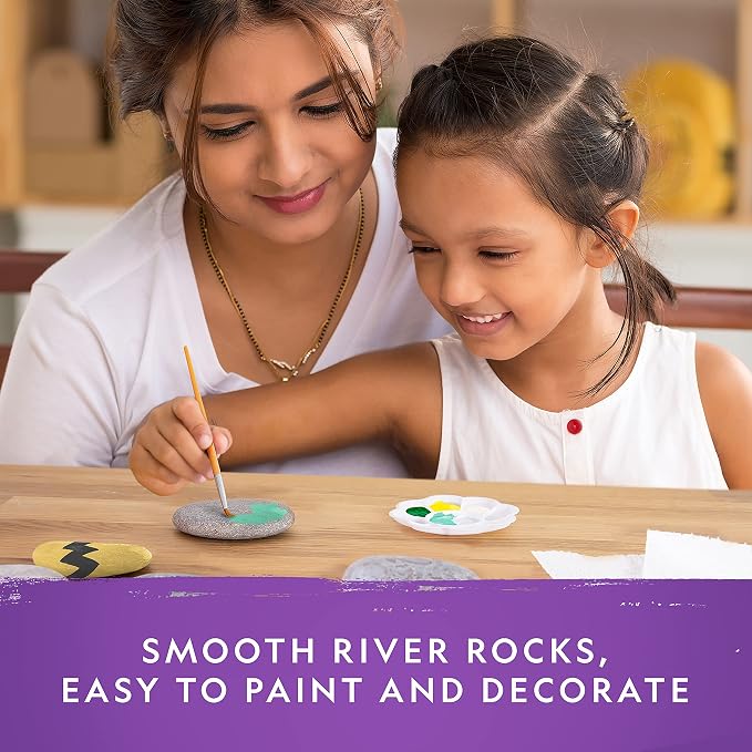National Geographic Rock Painting Arts and Crafts Activity Kit for Kids | 15 River Rocks, 10 Paint Colors, Brushes and Art Supplies, Outdoor Craft Activity, Creative Play, Birthday Gift