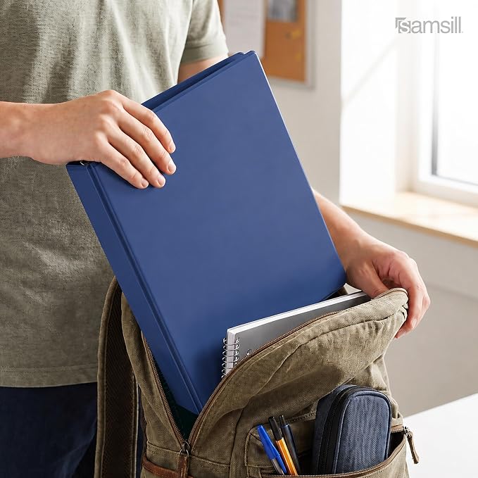 Samsill 1.5 Inch 3 Ring Binders, Economy Round Ring, Clear View Cover, 325 Sheet Capacity - for School, Home, Office - Blue, 4 Pack