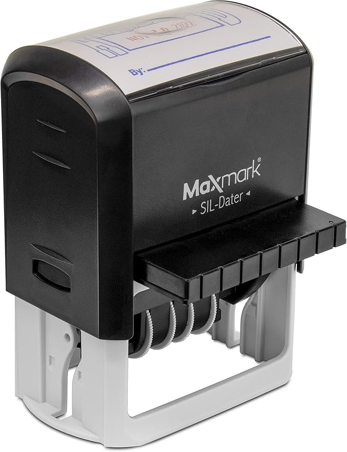 MaxMark Large Self-Inking Rubber Date Office Stamp with Received Phrase & Date - Black Ink, 12-Year Band - Style 3