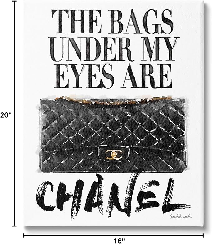 Stupell Industries Glam Bags Under My Eyes Black Bag Stretched Canvas Wall Art, Proudly Made in USA | Stupell Industries · By Amanda Greenwood · Ready to hang · Fun gift for fashion lovers · Made in USA