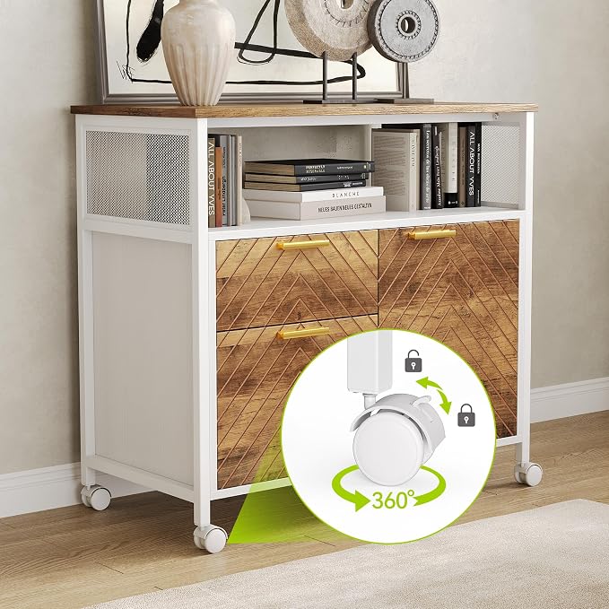 LITTLE TREE 63-Inch Office Desk with 31.5-Inch Lateral File Cabinet, Study Writing Desk Computer Desk for Home Office