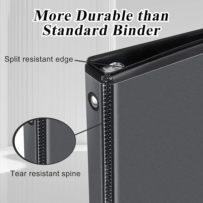 Trail Maker 1 inch Binders (50 Pack),3 Ring Hardcover Binders in Bulk with Clear View Cover, Pockets for Classroom, Office, Portfolios | Bulk School, Teacher, Office Supplies (Black Only Pack)