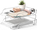 Simple Houseware 2-Tier Stackable Paper Tray for Desk Organizer, Clear | Desktop File Holder for A4/Letter Size Documents, File Sorter, Paper Holder, Office File & Accessories Storage