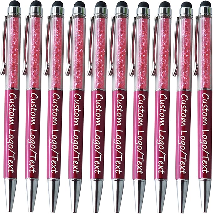 Yucold Customized Pens with Name/Logo - Touch Screen Stylus Ballpoint Pen, Perfect for Weddings, Business & Personalized Gifts (Wine red,50)