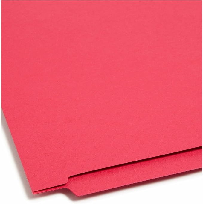 Smead End Tab File Folder, Shelf-Master Reinforced Straight-Cut Tab, Letter Size, Red, 100 Per Box (25710)