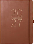 Graphique Apollo Black 18 Month Planner, July 2026 – Dec. 2027, Hardbound Vegan Leather Planner with Monthly Tabs, Holidays & Reminder Stickers, 8” x 10”