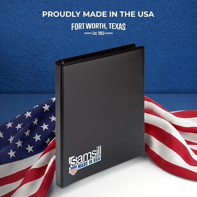 Samsill Durable 0.5 inch 3 Ring Binder, D Ring Binder,100% Recycled Chipboard, Black