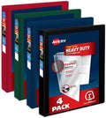 Avery Heavy-Duty View 3 Ring Binders, 1", 4 Assorted Dark Binders | For Heavy School, Home and Office Use, DuraHinge Tear-Resistant Spine, DuraEdge Split-Resistant Sides, Interior Pockets