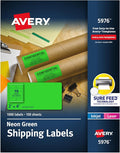 Avery Printable Shipping Labels with Sure Feed, 2" x 4", Neon Green, Laser & Inkjet Compatible, 1,000 Blank Labels Total, Great for Branding, Mailing, Organizing, and More (5976)