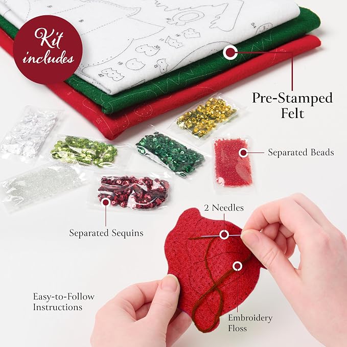 Bucilla Felt Applique 18" Stocking Making Kit, Christmas Nativity, Perfect for DIY Arts and Crafts, 89531E