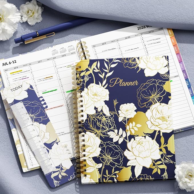 SUNEE 2026-2027 Appointment Book, Quarter-Hourly, Weekly & Monthly - from July 2026 to June 2027, 6.4"x8.3" Academic Planner, Flexible Cover, Note Pages, Bookmark, Spiral Binding, Vintage