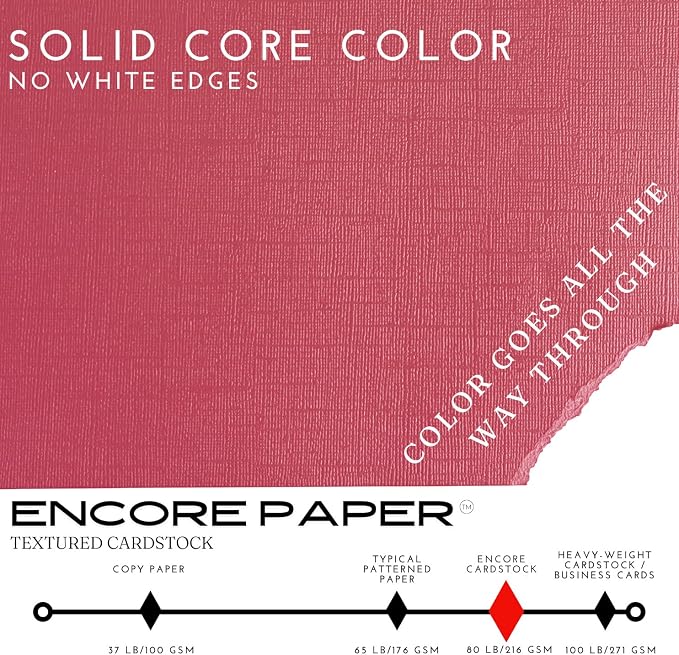 Rosy Red—12x12 Textured Cardstock | 80lb Textured Red Scrapbook Paper | Premium Cardstock for Cricut Cutting | 25 Sheets