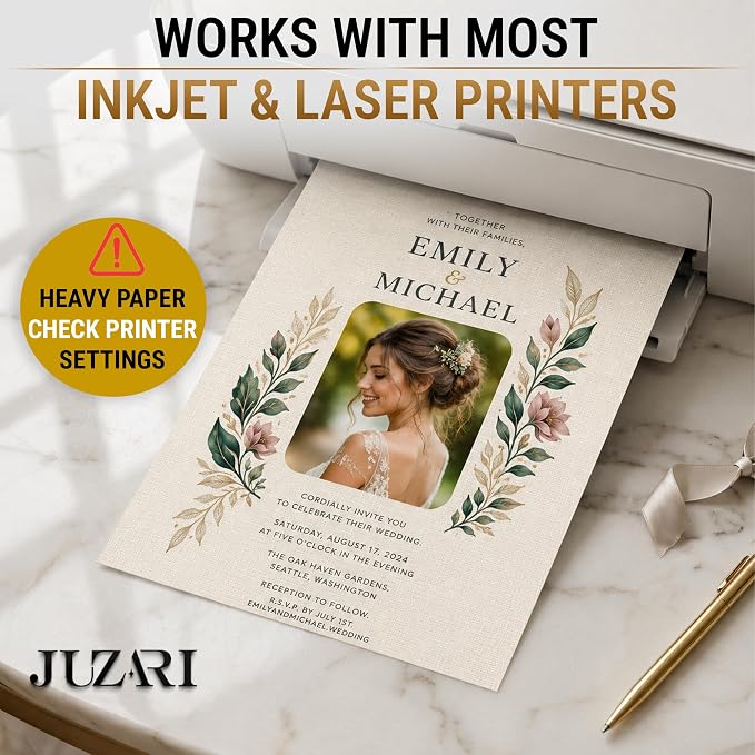 50 Sheets Ivory Linen Paper Textured Cardstock 8.5 x 11, 100 lb Card Stock Paper Letter Size Cardstock for Invitations, Greeting Cards, Card Making, Crafting, Die Cutting and DIY Projects