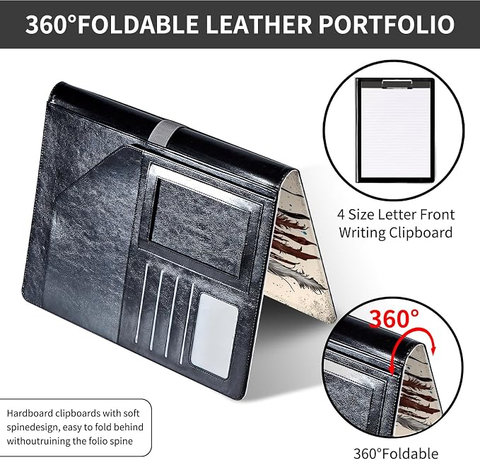 Padfolio/Portfolio Folder Clipboard,Padfolio Clipboard,Writing Portfolio Leather with Cover for Card Holder Slot Letter Size A4 for Office Conference Notepad Clip Boards,Sunflower Dream Catcher