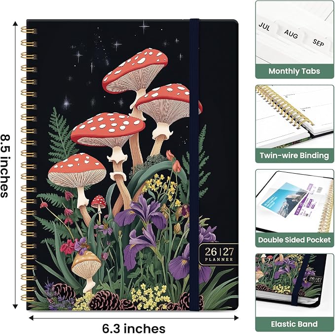Planner 2026-2027, Jul 2026-Jun 2027 Monthly & Weekly Planner Calendar | 6.3" x 8.5", Hardcover Academic Spiral Pretty School Planning Book for Women, Teacher, Student, Forest Myth