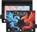 Custom Dragon Phoenix Pencil Pouch for 3 Ring Binder, 2 Pack Personalized Name Waterproof Pencil Bags Clear Window Pencil Case School Office Supplies