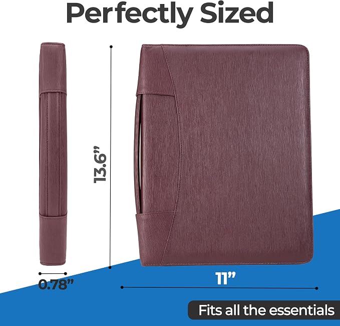 Case-it Zipper Padfolio | Letter Size | PAD-62 Oxford Brown | Supreme, Letter Size Writing Pad, Tablet Case, School & Office