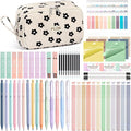 62PCS Aesthetic School Supplies Cute Back to School Supplies Stationary Set | College Preppy Essentials Kit with Large Pencil Pouch Case, Pastel Highlighters Gel Pens Mechanical Pencils for Student Girls