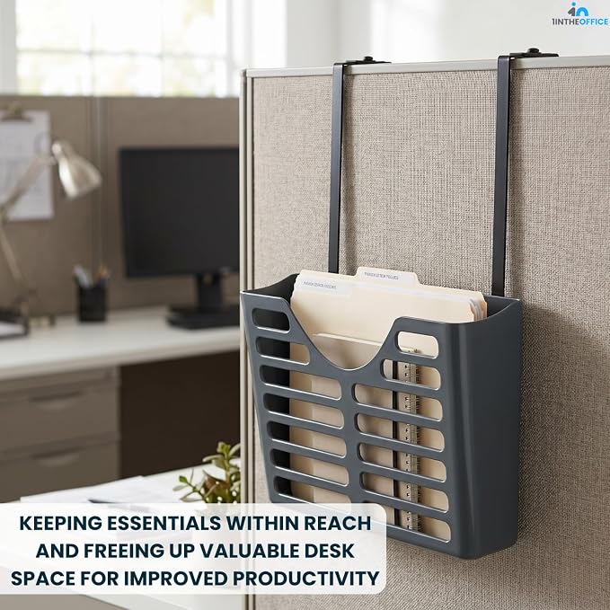 1InTheOffice Cubicle Hangers, Metal Adjustable Hanger, Cubicle Hanger for Rails 6 Pack