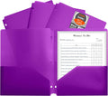 C-Line Two-Pocket Heavyweight Poly Portfolio Folder with Three-Hole Punch, Box of 25, Purple (33939-25)