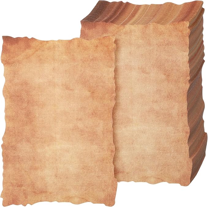 Harloon 100 Pcs Vintage Paper Old Looking Cotton Stationery Paper, 4x6 Inch | 200 Gsm Thick Cardstock Blank, Antiqued Watercolor Deckle Edge, for Invitations Drawing Writing Printing Invitations Crafts