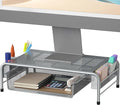 Simple Houseware Metal Desk Monitor Stand Riser w/ Organizer Drawer, Silver | Side Storage for Office Supplies