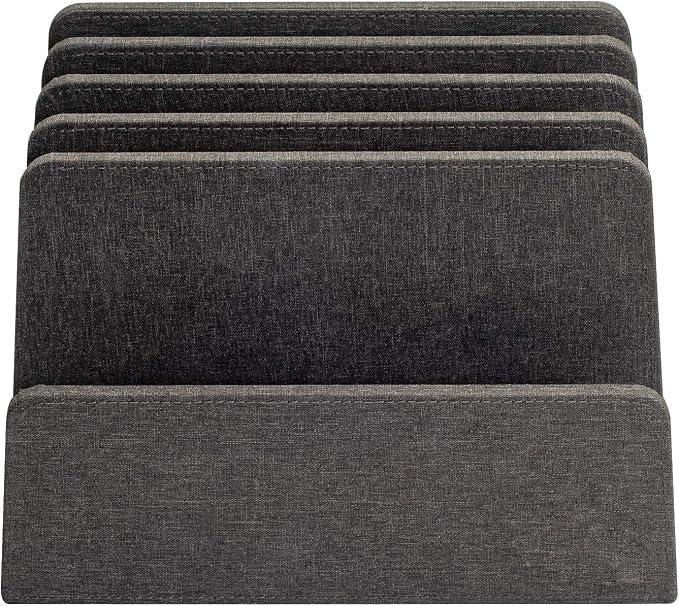 MobileVision Executive Dark Gray Desktop File Folder Organizer and Paper Tray, 5 Slot Dividers