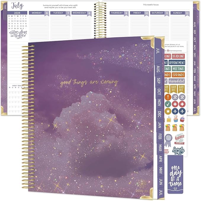 bloom daily planners 2026-2027 Hardcover Academic Year Goal & Vision Planner (July 2026 - July 2027) - 13 Months Weekly & Monthly Agenda Organizer - 7.5" x 9" - Good Things Are Coming