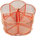 Pen Holder for Desk,360 Degree Rotating Pencil Holder Organizer | 5 Compartments,Large Capacity Pencil Holder for Desk,Metal Rust Prevention,Pen Organizers for Home(Rose Gold, No hook)