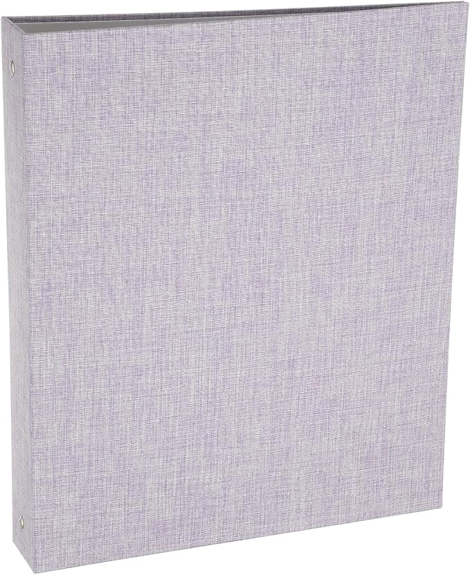 PATIKIL A4 Size 3 Ring Binder,1Pcs 1 Inch Round Ring Durable Linen Hardcover Binder Fit for 8.5" x 11" Paper Recipe Photo Office, Light Purple
