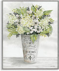 'French Floral Greenery Bouquet'| Framed Giclee Art | Stupell Industries | Gray, 24 x 30 Inches, Easy to Hang and Sturdy, Made in USA, by Cindy Jacobs