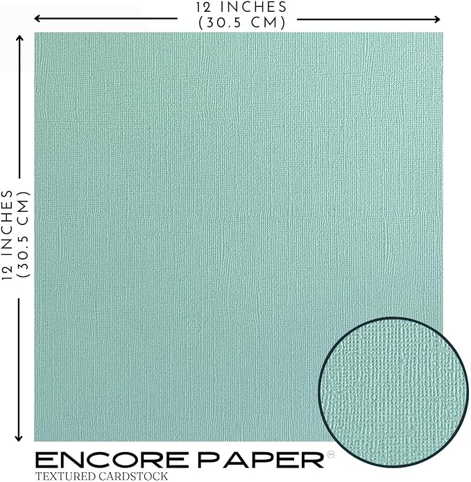 Fountain—12x12 Textured Cardstock | 80lb Textured Green-Blue Scrapbook Paper | Premium Cardstock for Cricut Cutting | 25 Sheets