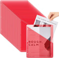 Seajan 48 Pcs Pocket Folders for 3 Ring Binder Clear Plastic Folders Sleeves with 2 Pockets 3 Hole Punch Binder Dividers Poly Slash File Jackets for Office School Document Organizer (Red)