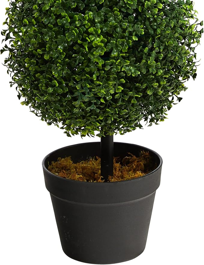 Nearly Natural 36 in Artificial Triple Ball Boxwood Topiary Tree with Pot | For Indoor or Outdoor Use, Realistic Faux Greenery, Home Patio and Office Decor, Low-Maintenance