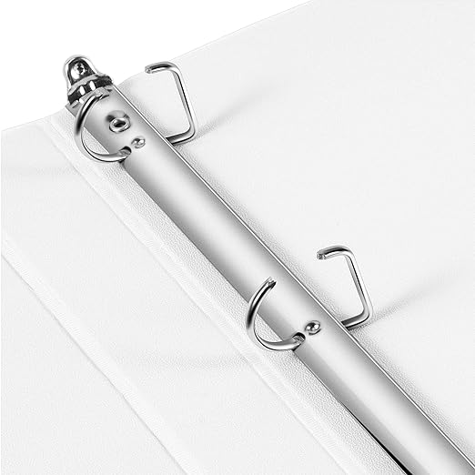 Amazon Basics 3 Ring Binder, 1 Inch D-Ring, Clear Overlay, Pockets for Storage and Organization, White, 4 Pack