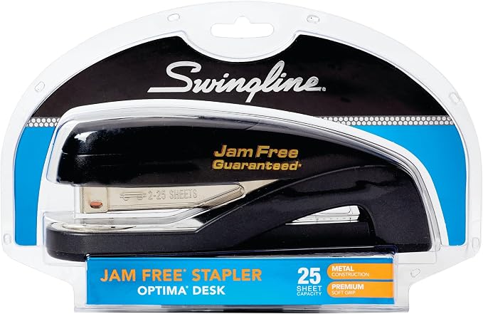Swingline Stapler, Optima Full Size Desktop Stapler, 25 Sheet Capacity, Jam Free, Desk, Black (87800)