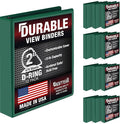 Samsill Durable 2 inch 3 Ring Binder, D Ring Binder, 100% Recycled Chipboard, Green, 12 Pack