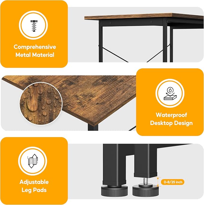 Small Space Writing Desk with Headphone Hooks, Modern Simple Design, Suitable for Study, Home Office and Living Room