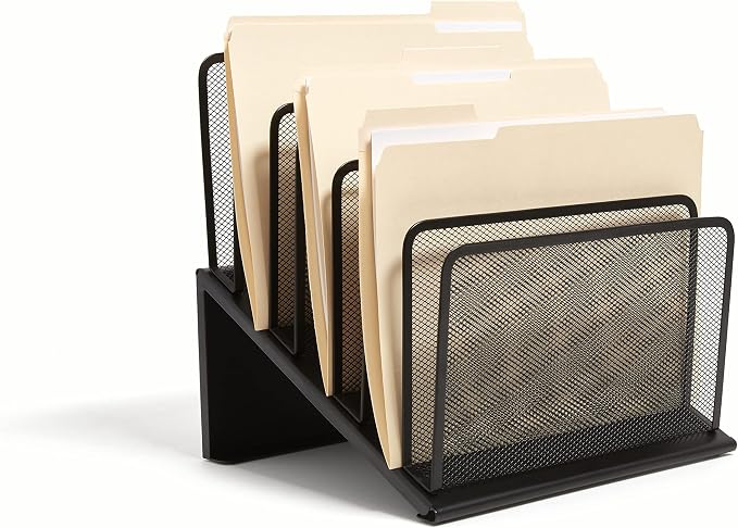 TRU RED Wire Mesh File Organizer, 7‑Compartment – Vertical Desktop Sorter for Files, Folders & Mail