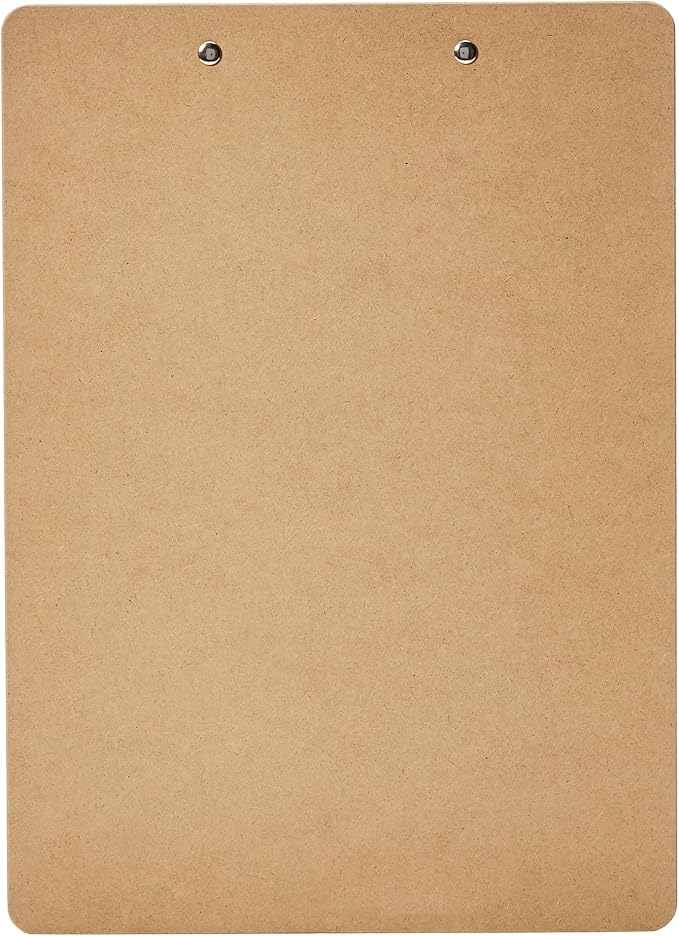 Amazon Basics Hardboard Office Clipboard, Letter Size, 9" x 12.5", Brown, 12-Pack