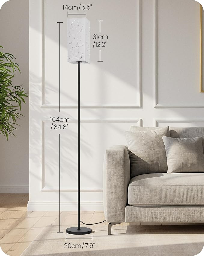 64.6" Floor Lamp, with Foot Switch, Standing Lamp with Sky Stars Design, Modern Freestanding Lamp (Bulb Not Included), for Living Room, Bedroom, Office, ETL Listed,Gray Starry Sky AH07LD05