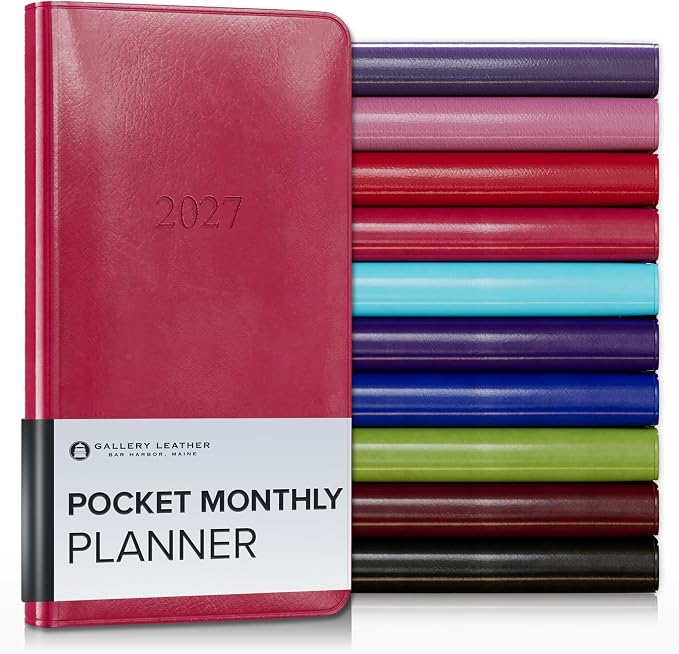 Gallery Leather Pocket Monthly Planner 2026-2027 Acadia Wild Rose