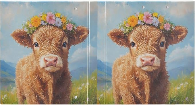 Highland Cow Round Ring Binders 1.5 Inch Cowboy Flower 3 Ring Clipboard Binder for Office School Work Supplies File Folder Document 200 Sheet Capacity Easy Open 2 Pieces