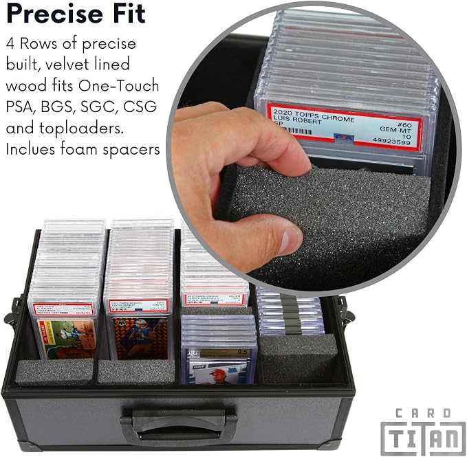 All In One Trading Card Storage Box - Graded Cards Toploader and One Touch Card Holder Sports Cards Case with Removable Lid - Fits Graded Slabs, Toploaders and Magnetic Cases