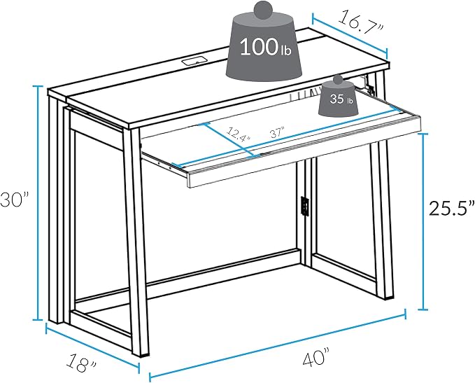 Casual Home Folding Desk with Pull-Out & USB Ports