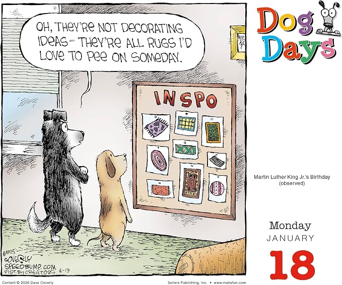 Dog Days 2027 Daily Desk Calendar: Boxed Page-a-Day Funny Dog Cartoon Calendar by Dave Coverly with Day-to-Day Laughs & Canine Comedy